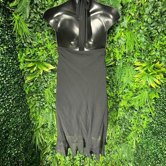 VTG Women Dress‎ 3XL Black Tie Neckline Ruffle Hem Sequins Accent Celavie 1002 - Picture 10 of 11